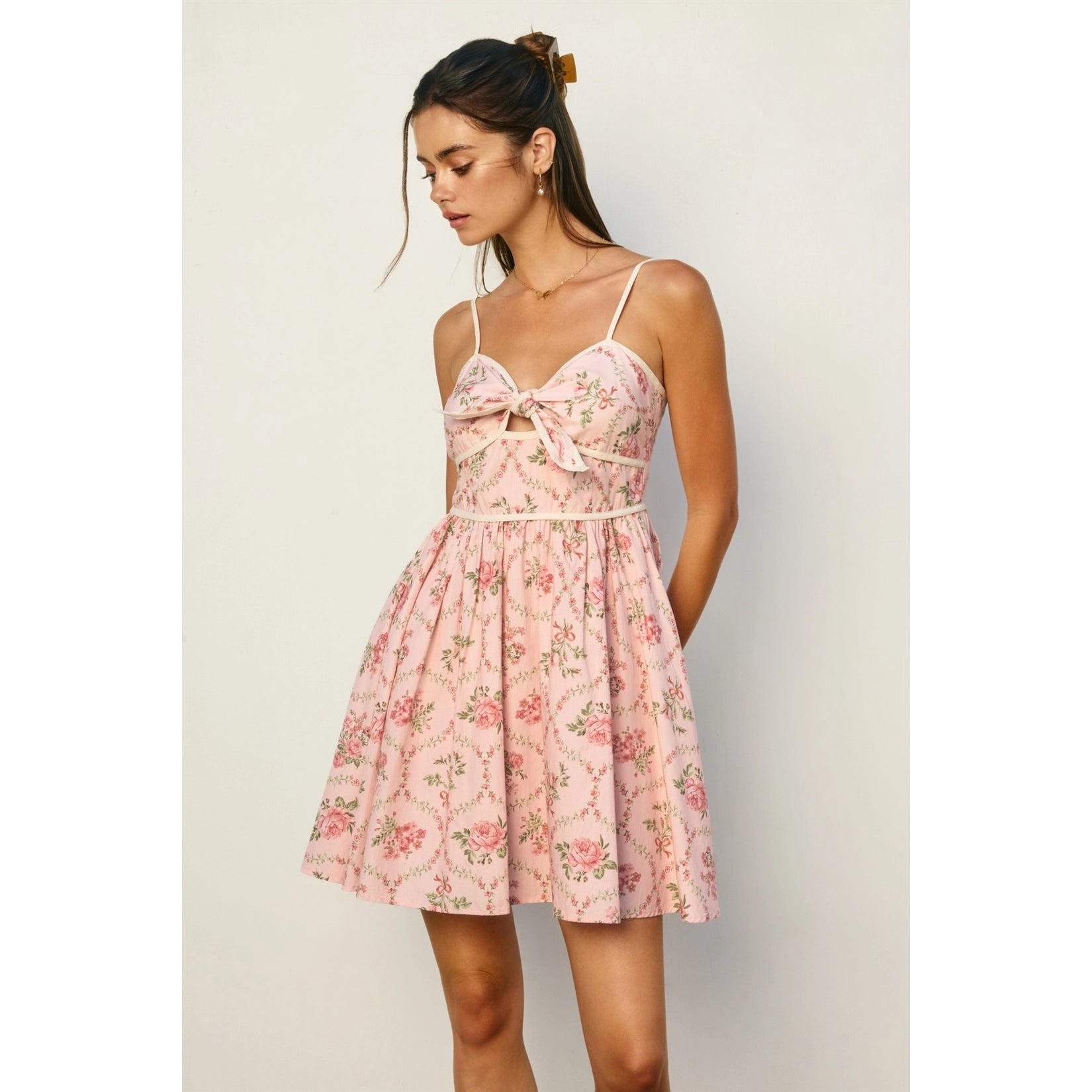 Cottage Charm Sleeveless Contrast Binding Mini Dress