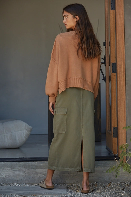 Cotton Acrylic Ribbed Knit Sweater Camel-Sweater-By Together-S-Camel-Urbanheer