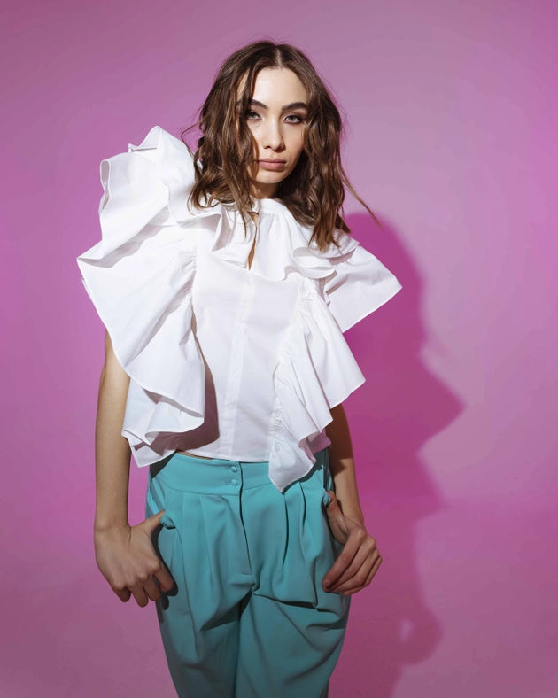 Cotton Blouse with Ruffles-Blouse-Miawhitemilano-S-white-Urbanheer