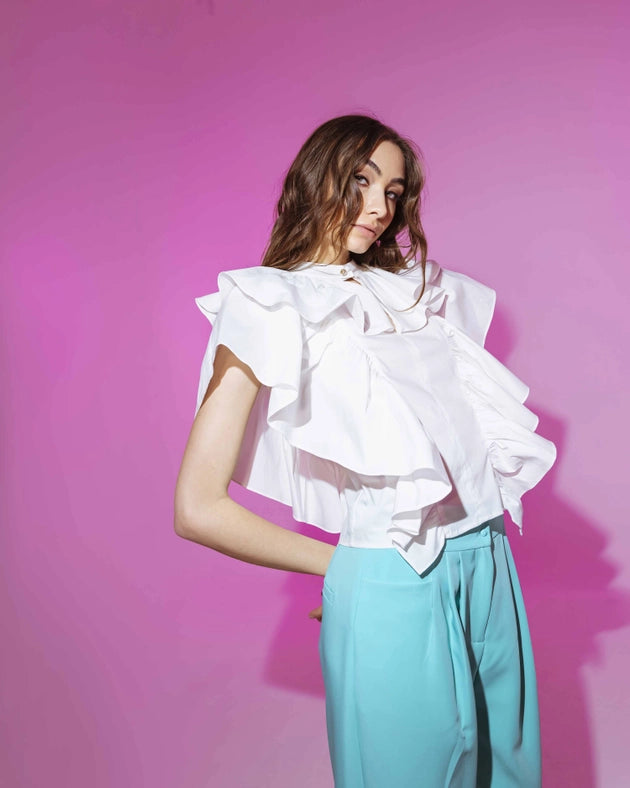 Cotton Blouse with Ruffles-Blouse-Miawhitemilano-S-white-Urbanheer