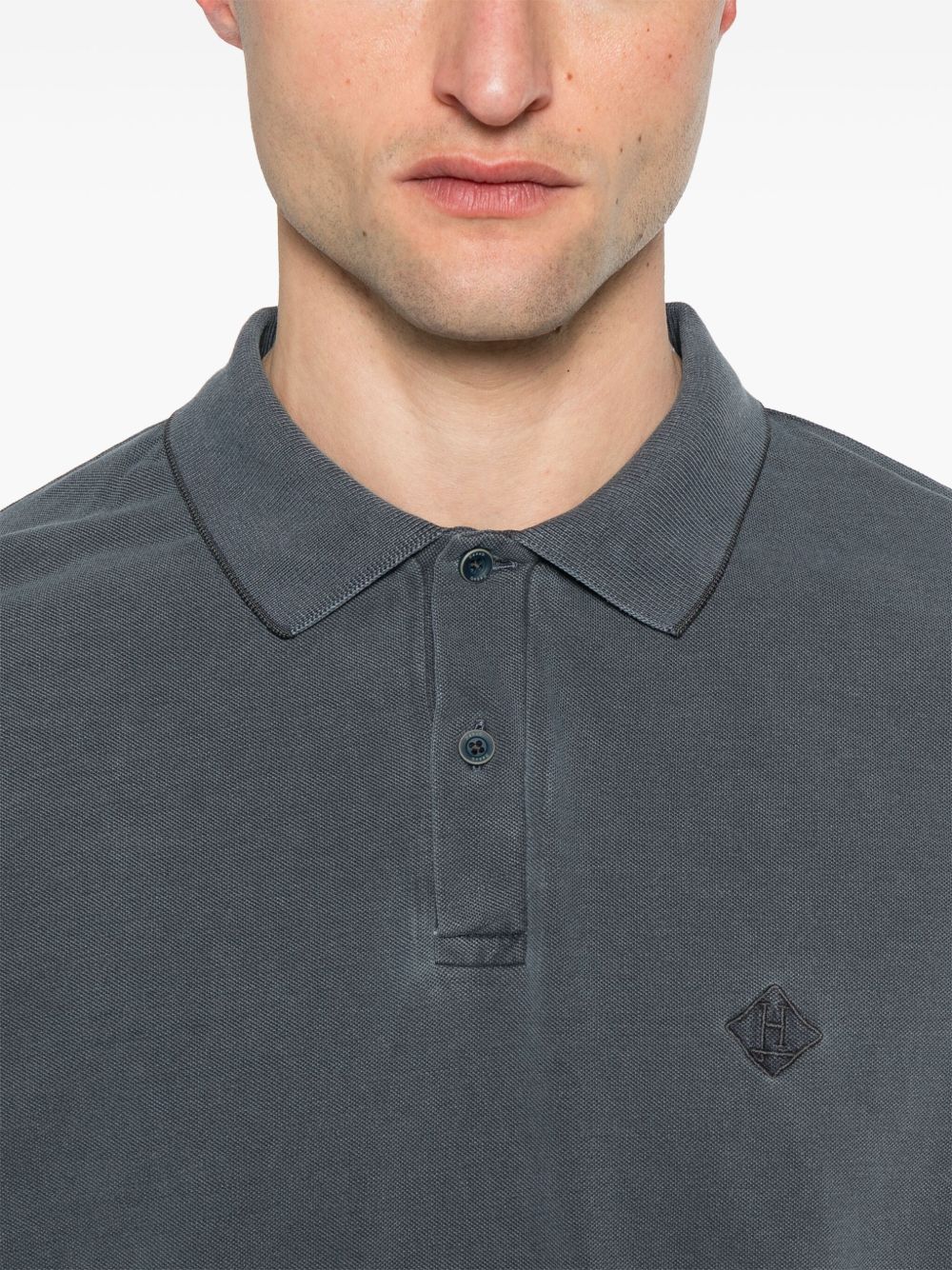 Cotton Blue-Grey Polo Shirt Breathable Comfort