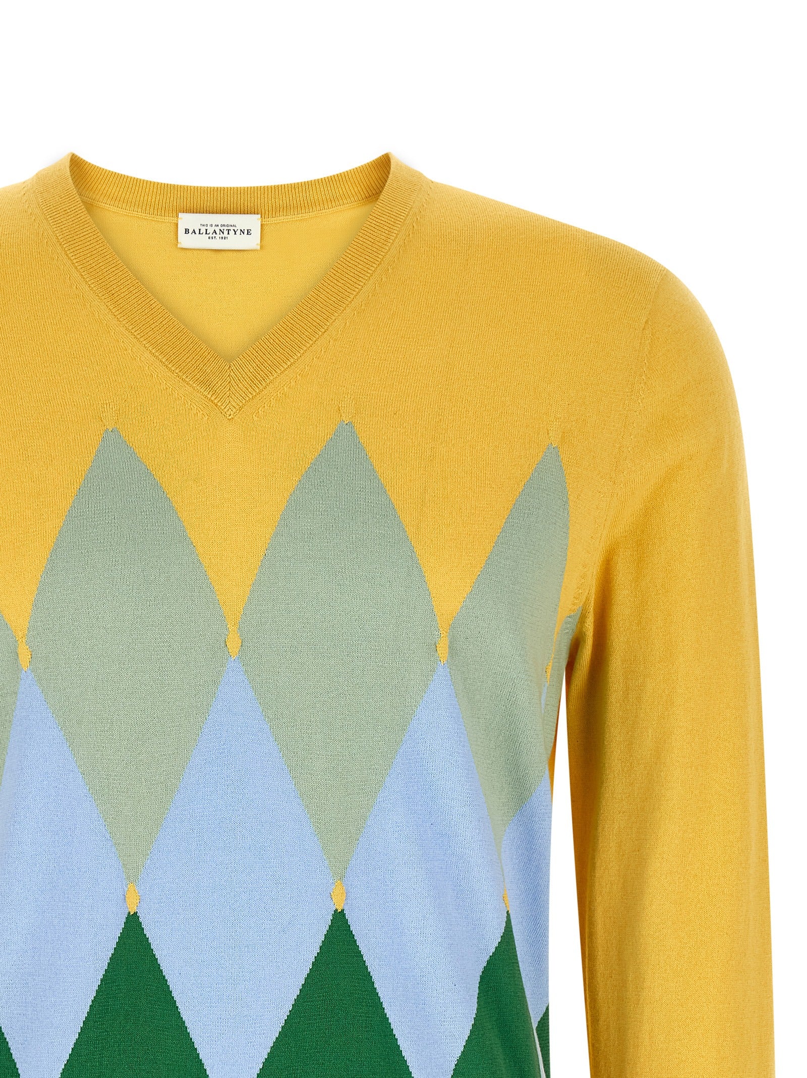Cotton Cashmere Argyle Sweater