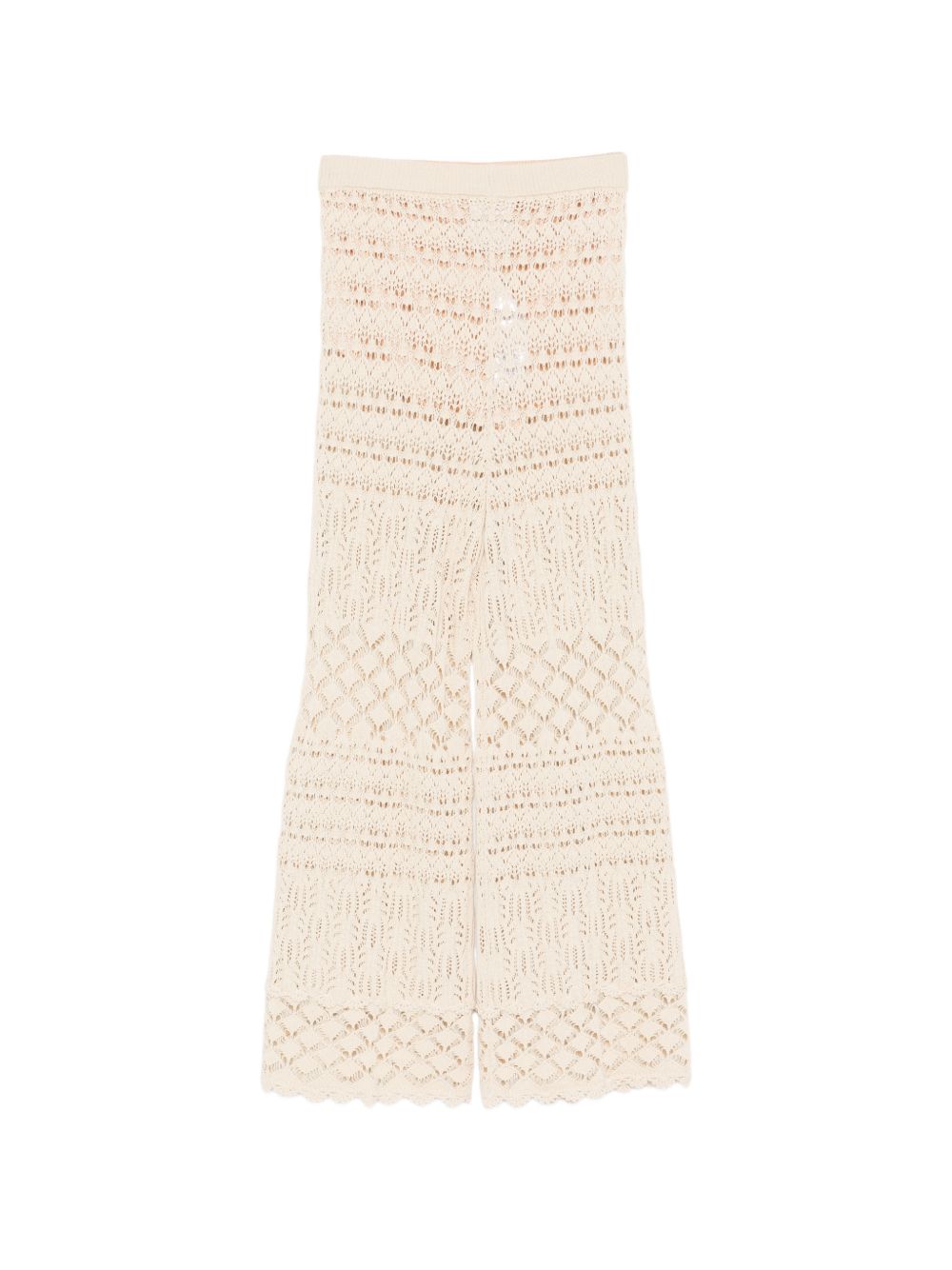Cotton Crochet Knit Wide Leg Trousers for Summer Comfort