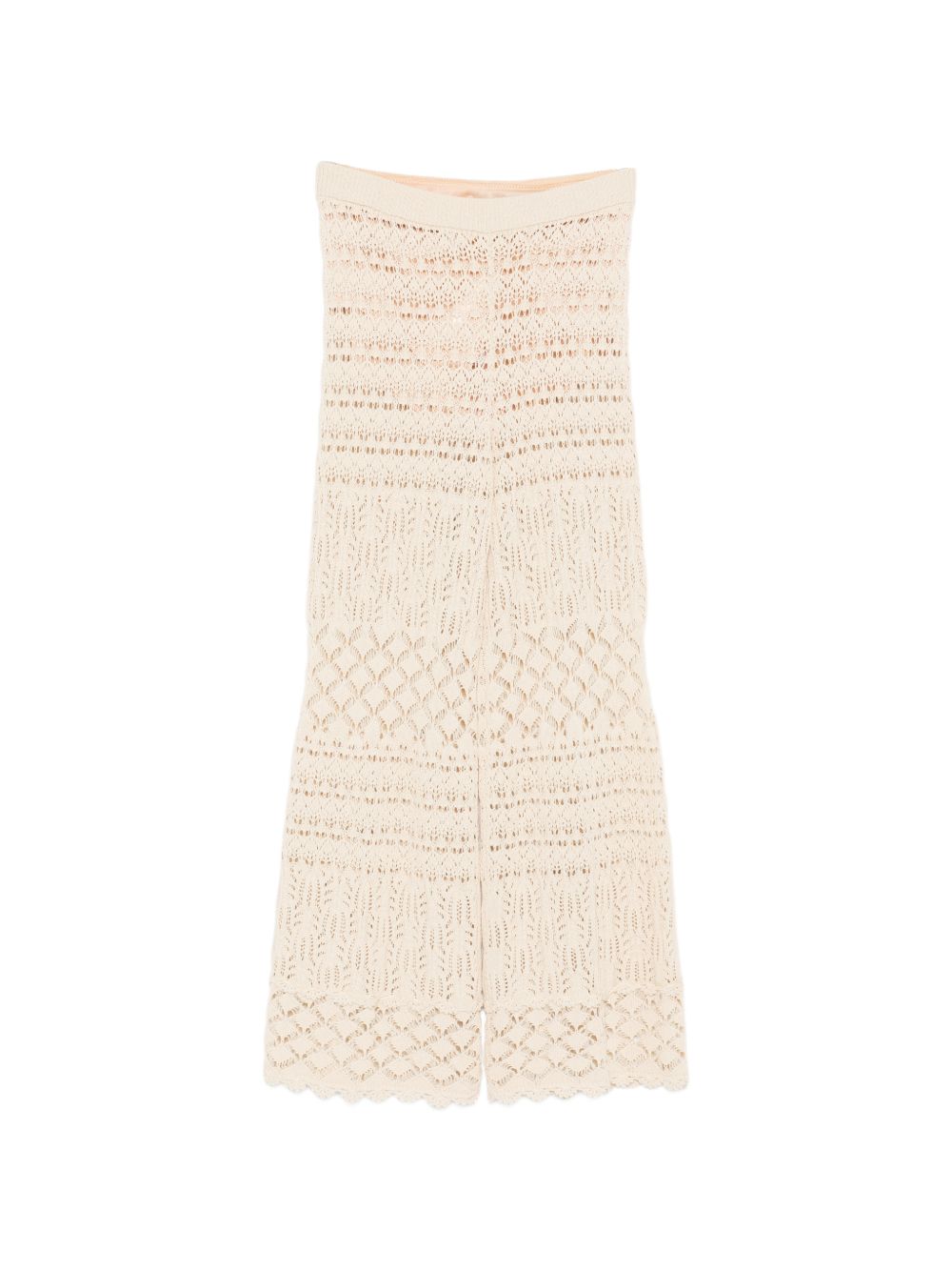 Cotton Crochet Knit Wide Leg Trousers for Summer Comfort