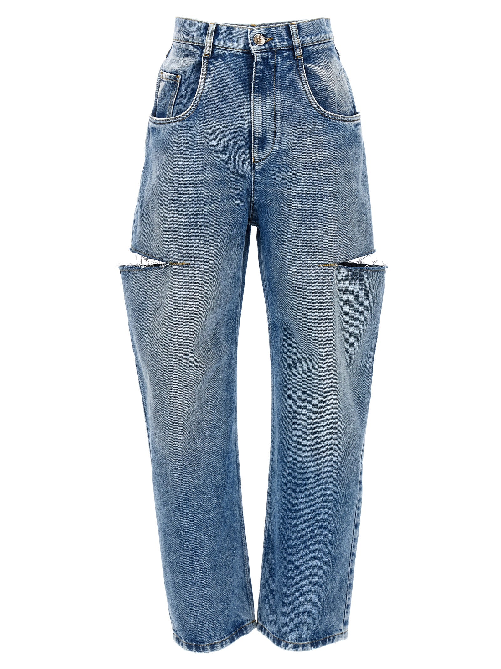 Cotton Denim Cut-Out Jeans for Comfort