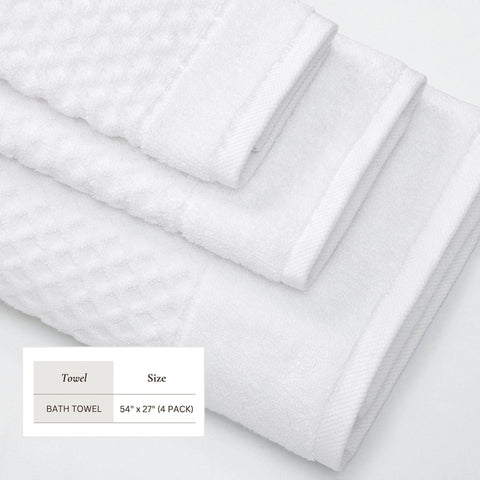 Cotton Diamond Waffle Weave Bath Towel: Optic White / Bath Towel
