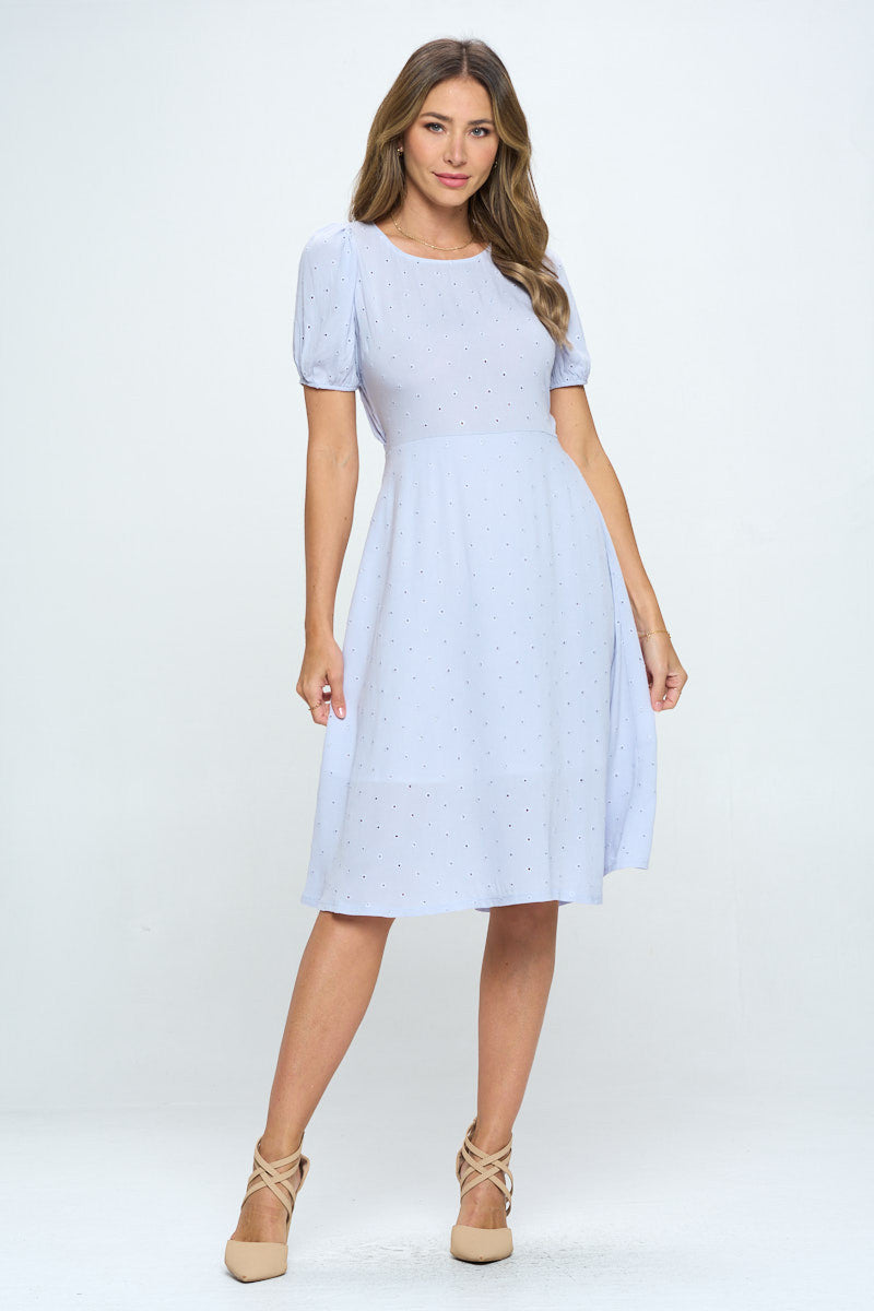 Cotton Embroidered Dress with Open Back-Dresses-Reneecollection-Urbanheer