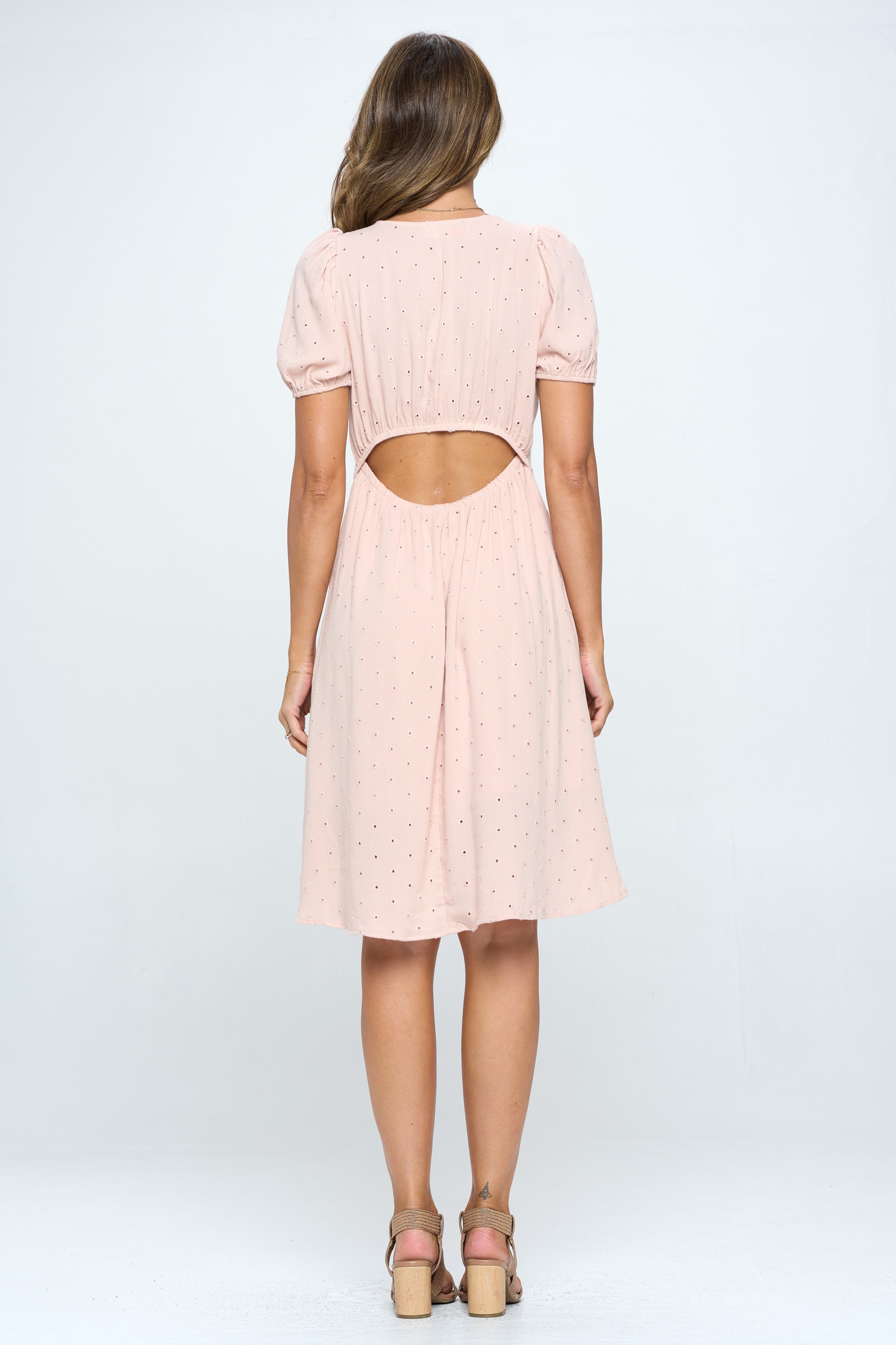 Cotton Embroidered Dress with Open Back-Dresses-Reneecollection-Urbanheer