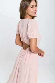 Cotton Embroidered Dress with Open Back-Dresses-Reneecollection-Urbanheer