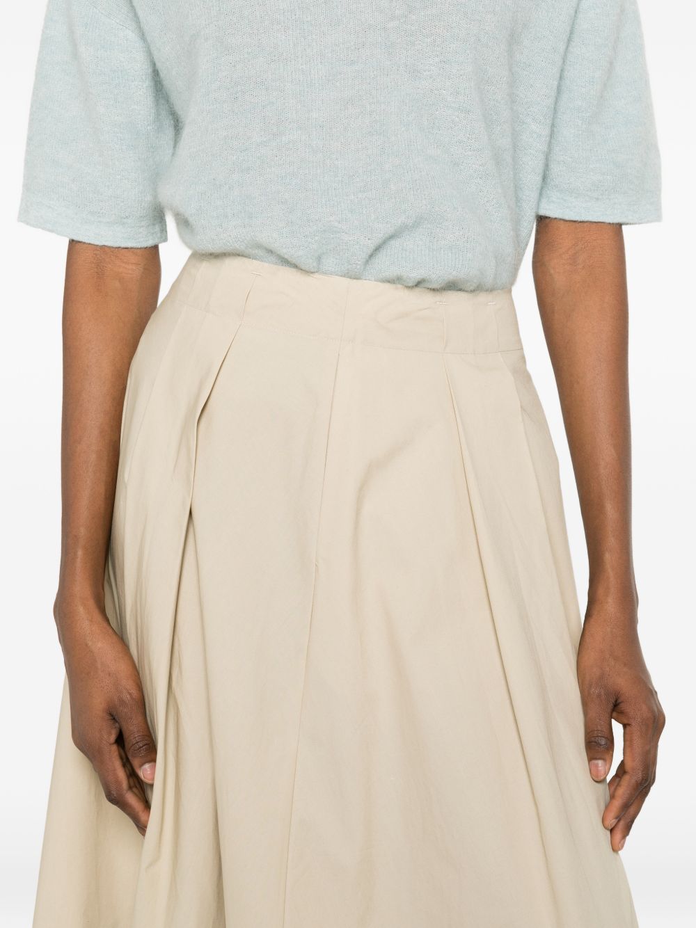 Cotton High-Waisted Pleated Skirt for Comfort and Breathability