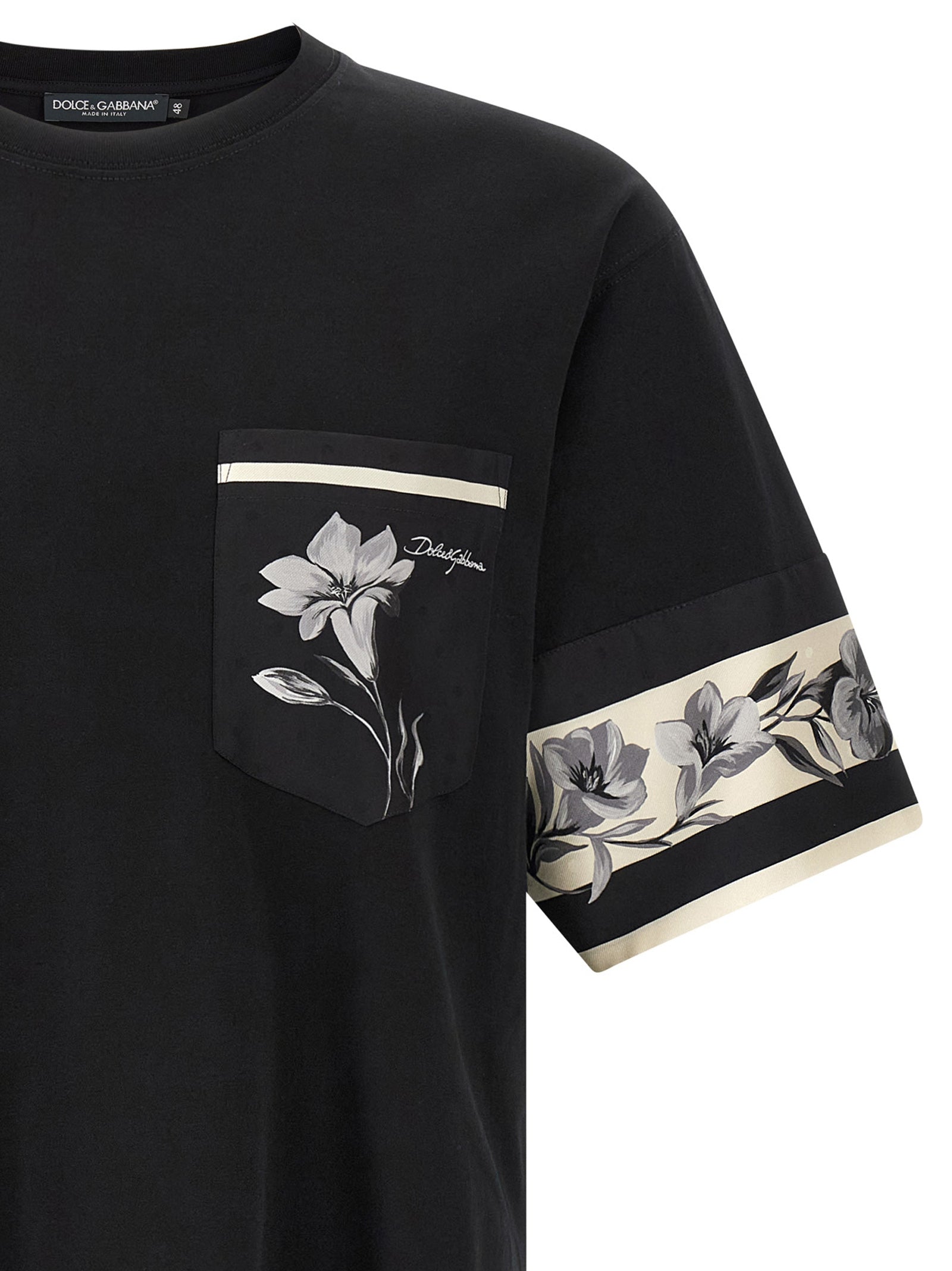 Cotton Jersey T-Shirt with Silk Detail