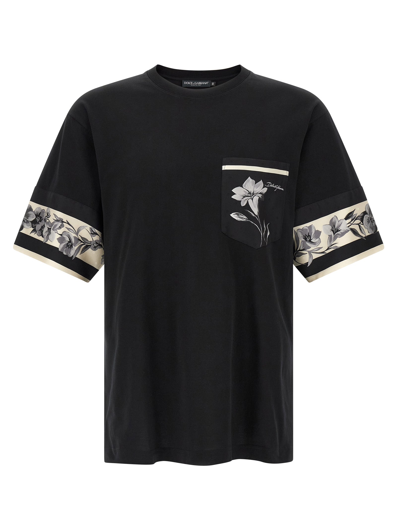 Cotton Jersey T-Shirt with Silk Detail