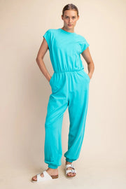 Cotton Lycra Open Back Jumpsuit Mint-Jumpsuit-Rae Mode-S-Urbanheer