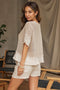 Cotton Mesh Grid Short Sleeve Top-Top-MILIO MILANO-S-BEIGE-Urbanheer