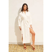 Cotton Poplin Buckled Belt Shirt Dress IVORY-Dress-Dress Forum-S-Urbanheer