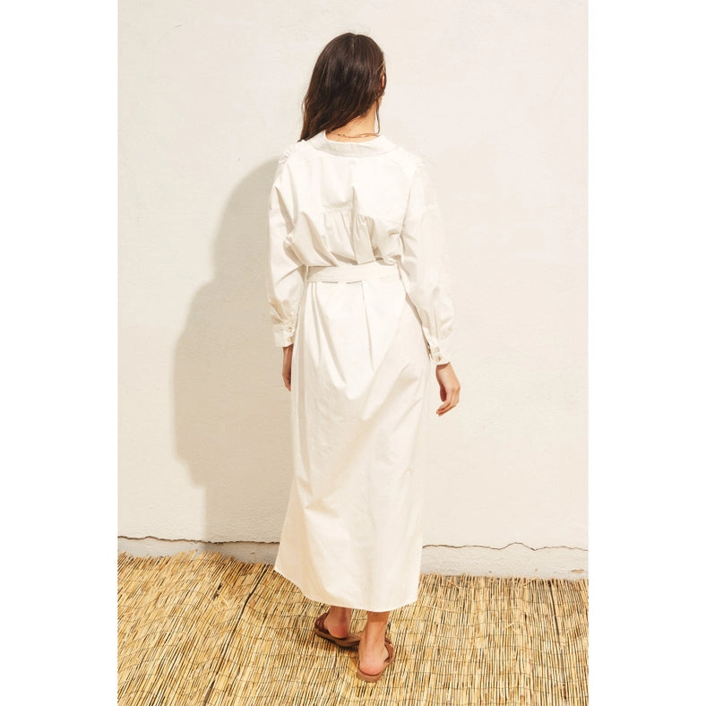 Cotton Poplin Buckled Belt Shirt Dress IVORY-Dress-Dress Forum-S-Urbanheer