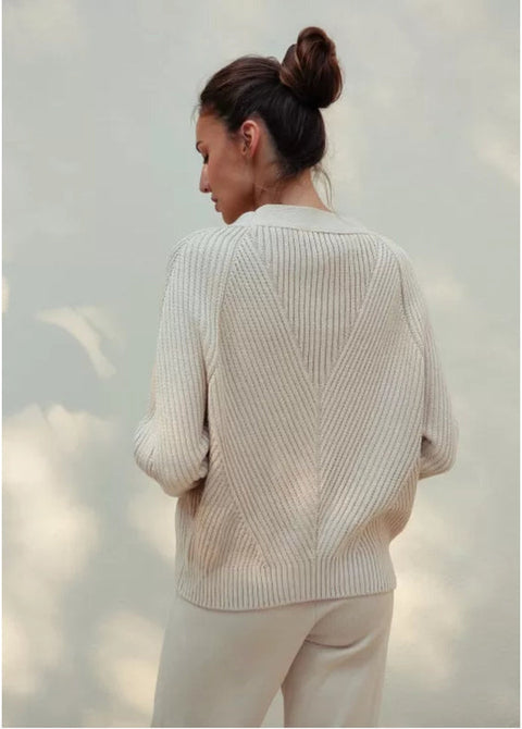 Cotton Rich Textured V-Neck Cardigan Geometria-Cardigan-Nenya Fashion Limited-XS/S-Cream-Urbanheer