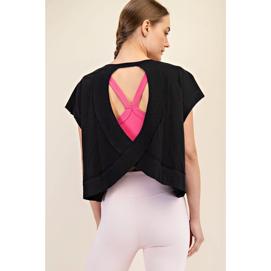 Cotton Slub Open Back Top Black-Top-Rae Mode-S-Black-Urbanheer