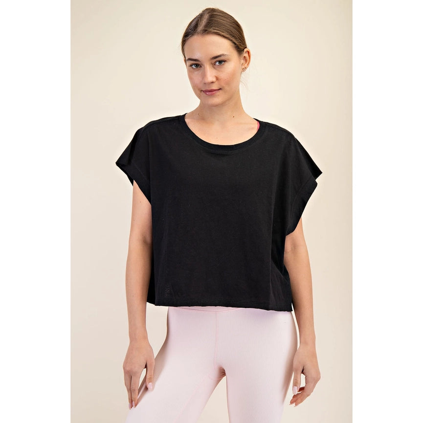 Cotton Slub Open Back Top Black-Top-Rae Mode-S-Black-Urbanheer