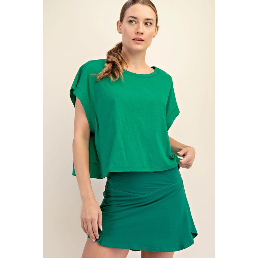 Cotton Slub Open Back Top Kelly Green-Top-Rae Mode-S-Kelly Green-Urbanheer
