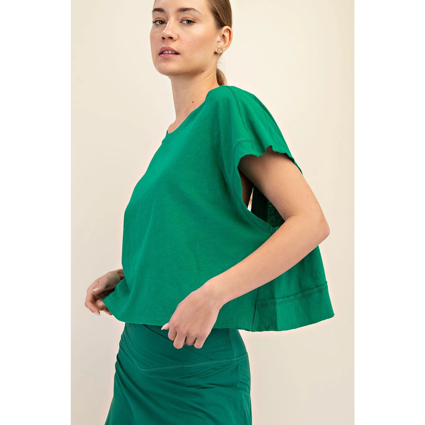 Cotton Slub Open Back Top Kelly Green-Top-Rae Mode-S-Kelly Green-Urbanheer