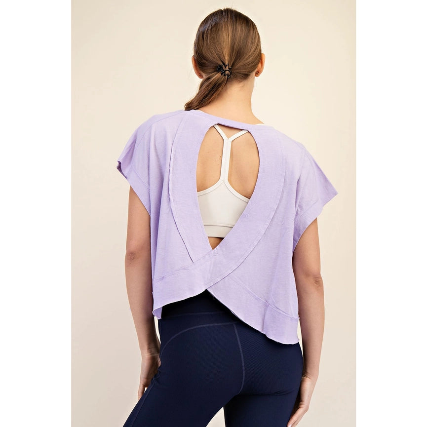 Cotton Slub Open Back Top Lavender-Top-Rae Mode-S-Lavender-Urbanheer