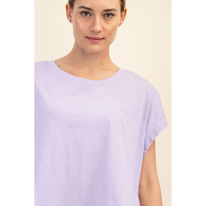 Cotton Slub Open Back Top Lavender-Top-Rae Mode-S-Lavender-Urbanheer