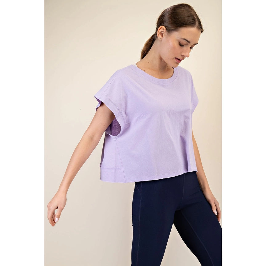 Cotton Slub Open Back Top Lavender-Top-Rae Mode-S-Lavender-Urbanheer