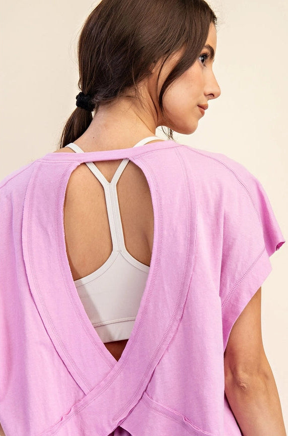 Cotton Slub Open Back Top Mauve-Top-Rae Mode-S-Mauve-Urbanheer