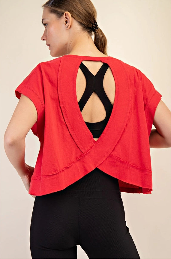 Cotton Slub Open Back Top Red-Top-Rae Mode-S-Red-Urbanheer