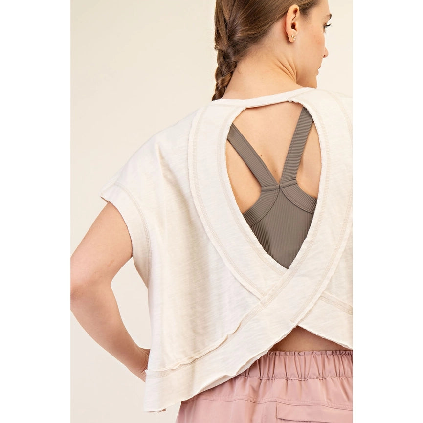 Cotton Slub Open Back Top Sand Beige-Top-Rae Mode-S-Sand Beige-Urbanheer