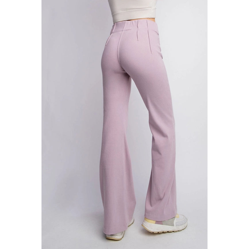 Cotton Stretch Twill Double Button Up Flared Pants Dusty Lavender-Pants-Rae Mode-S-Urbanheer