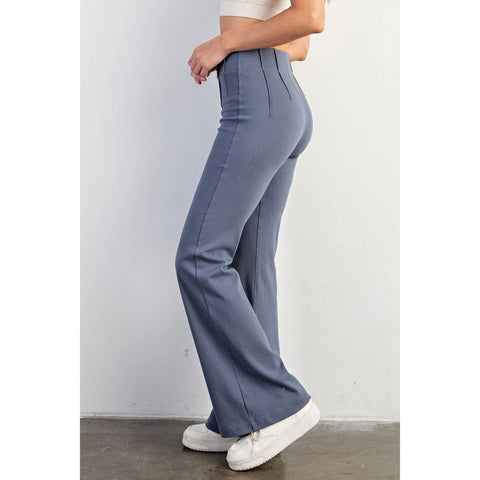 Cotton Stretch Twill Double Button Up Flared Pants Mineral-Pants-Rae Mode-S-Urbanheer