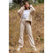 Cotton Stretch Twill Double Button Up Flared Pants Stone-Pants-Rae Mode-S-Urbanheer