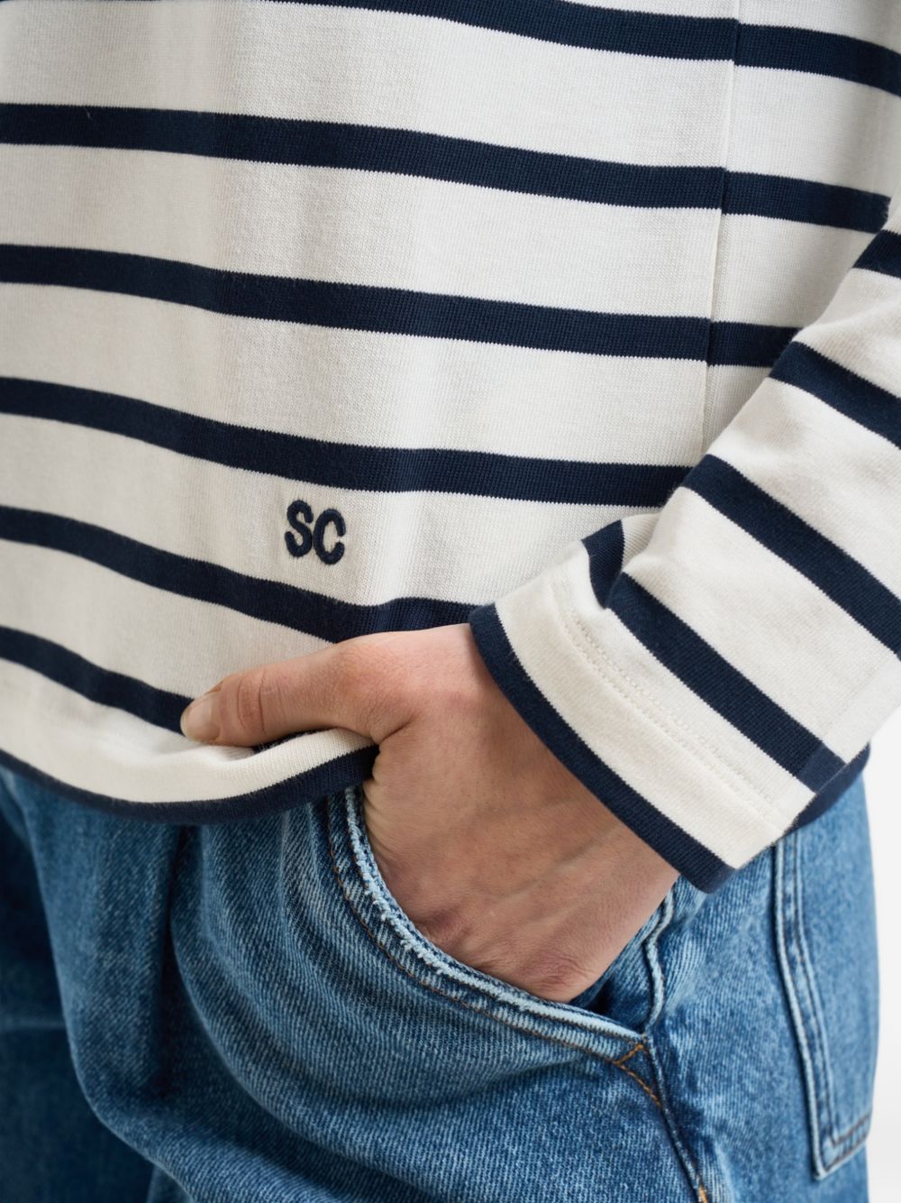 Cotton Striped Crew Neck Sweater for Comfort
