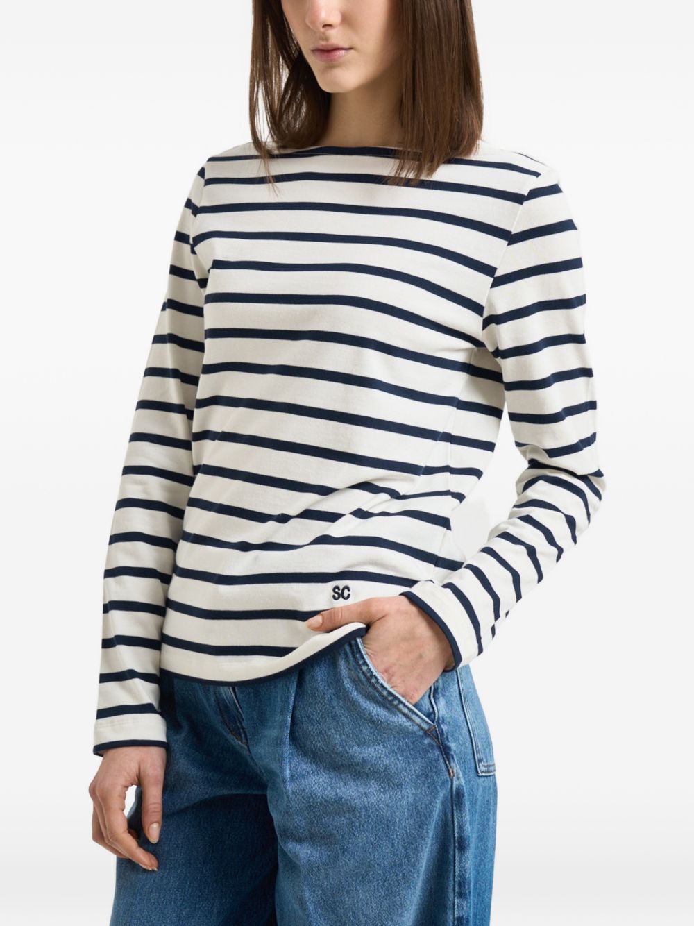 Cotton Striped Crew Neck Sweater for Comfort