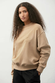 Cotton Sweatshirt Beige-Sweatshirt-A LINE-XXS/XS-Beige-Urbanheer