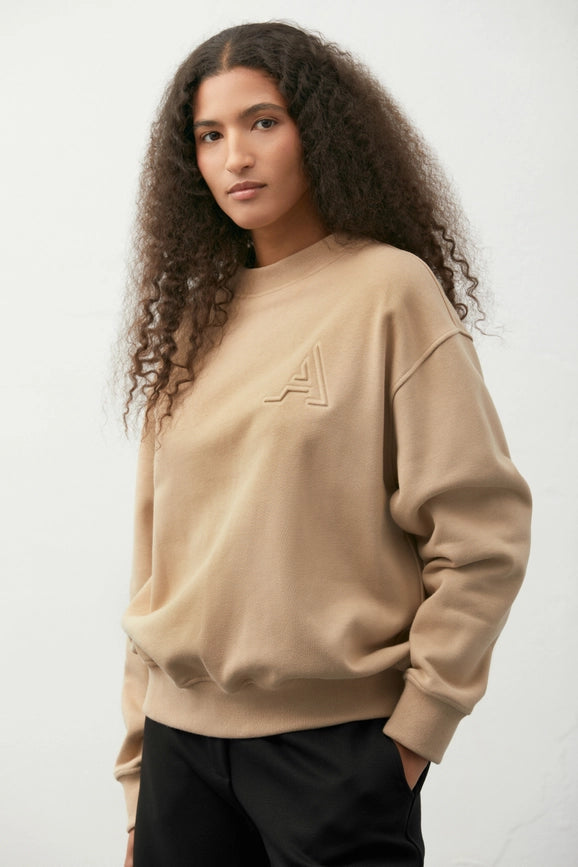 Cotton Sweatshirt Beige-Sweatshirt-A LINE-XXS/XS-Beige-Urbanheer