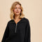 Cotton Thermal Cropped Half Zip Pullover Black-Pullover-In Loom-S-Urbanheer