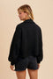 Cotton Thermal Cropped Half Zip Pullover Black-Pullover-In Loom-S-Urbanheer