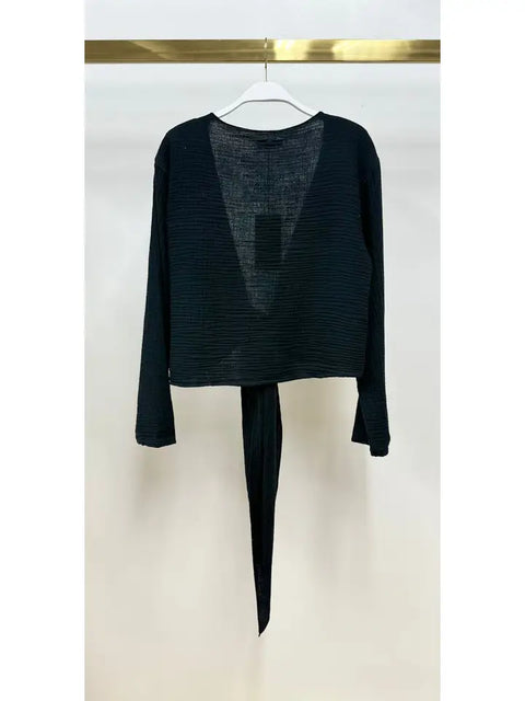 Cotton Tie Front Top Black-Top-MILIO MILANO-XS-Black-Urbanheer