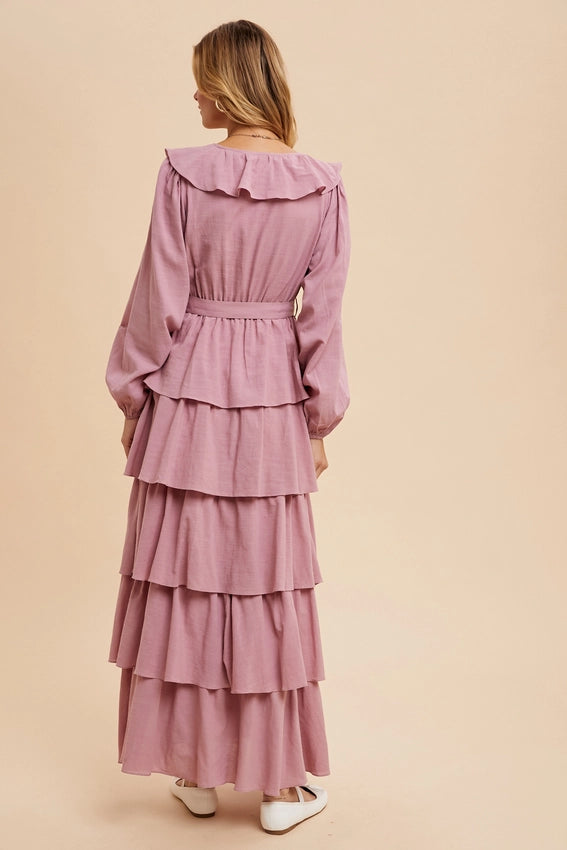 Cotton Tiered Ruffle Maxi Dress DESERT FLOWER-Dress-In Loom-S-DESERT FLOWER-Urbanheer