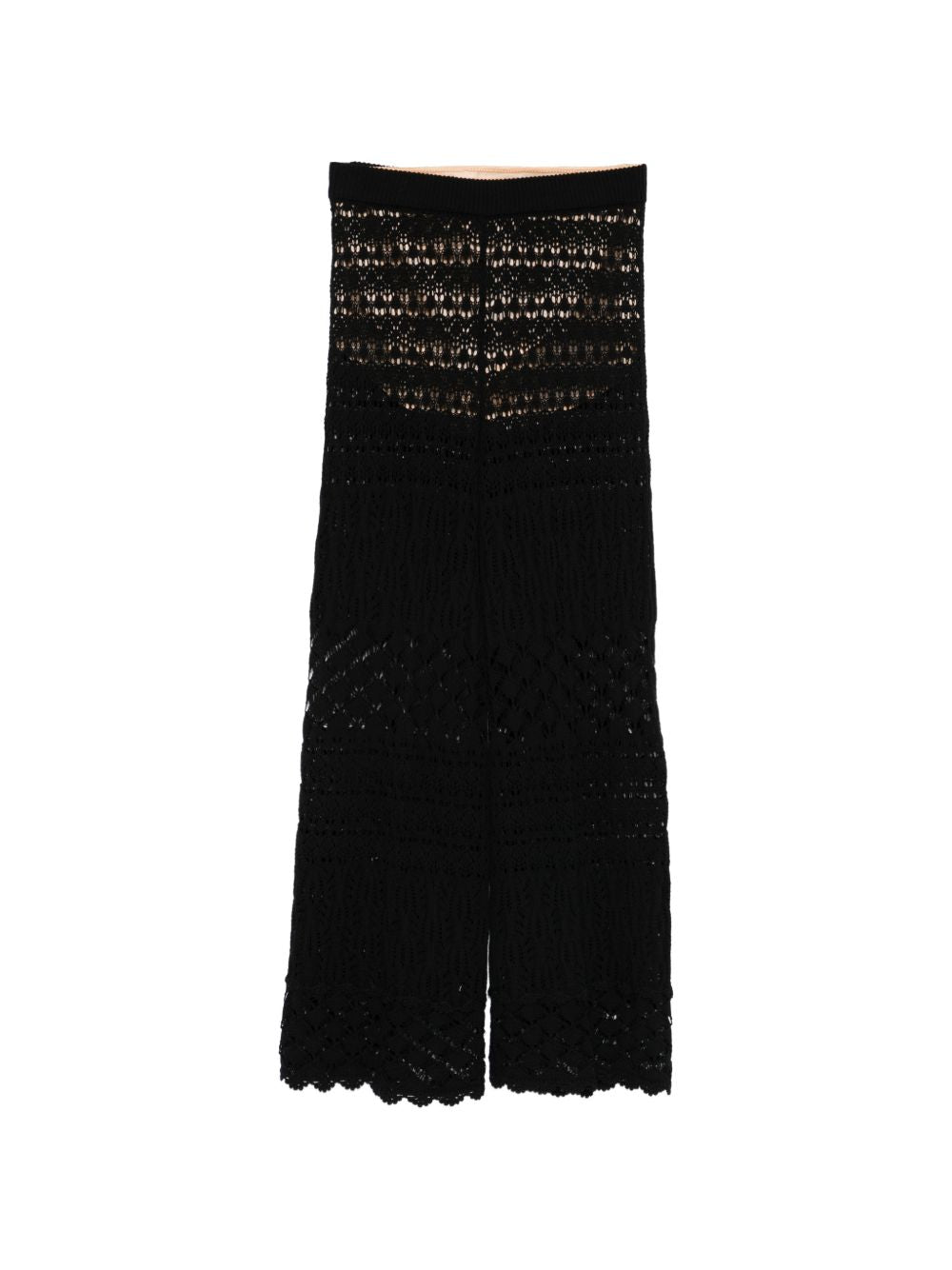 Cotton Wide Leg Trousers with Scalloped Hem for Comfort