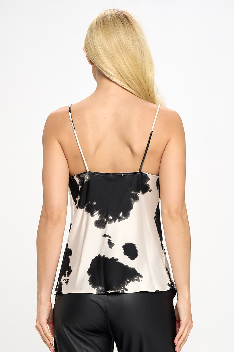 Cow Print Silky Satin Tank Top-Tops-Reneecollection-Urbanheer