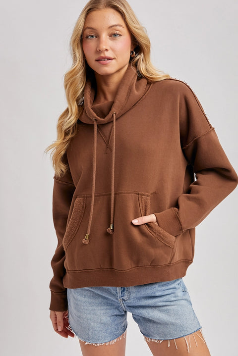 Cowl Neck Pullover Sweatshirt Top