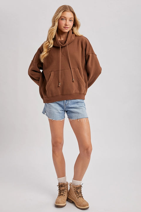 Cowl Neck Pullover Sweatshirt Top