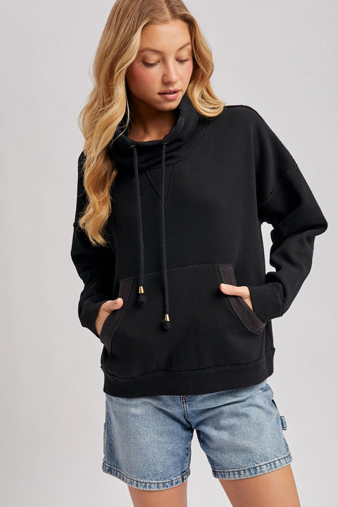 Cowl Neck Pullover Sweatshirt Top