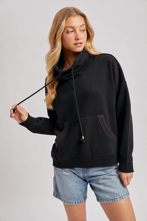 Cowl Neck Pullover Sweatshirt Top