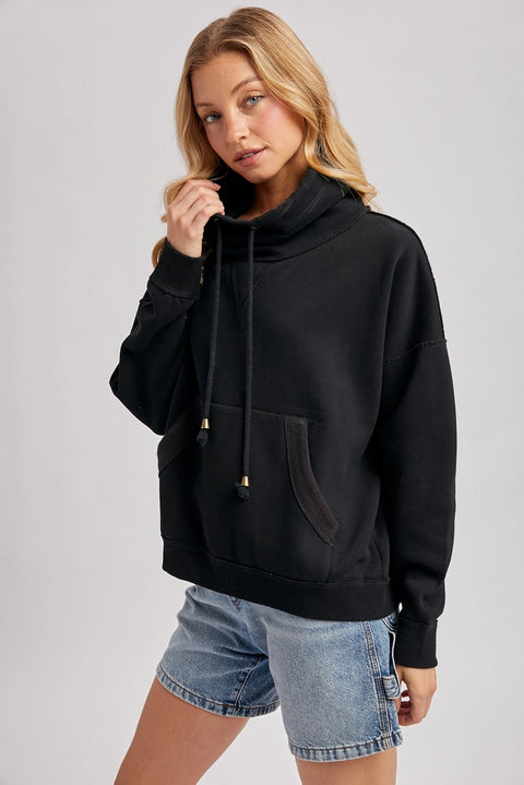 Cowl Neck Pullover Sweatshirt Top