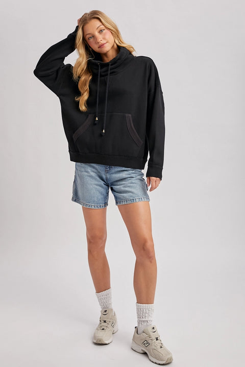 Cowl Neck Pullover Sweatshirt Top